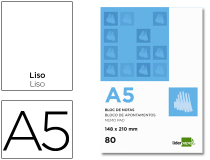 Bloc notas Liderpapel A5 80h 60g/m² lisas